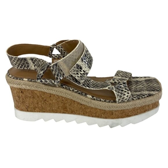 NEW Marc Fisher Leather‎ Platform Sandals Gylian2 Grey Animal Print Size  9.5 - Picture 2 of 10